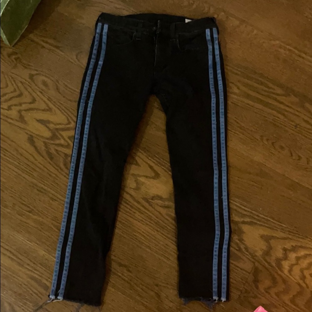 Rag and bone black jeans blue stripe